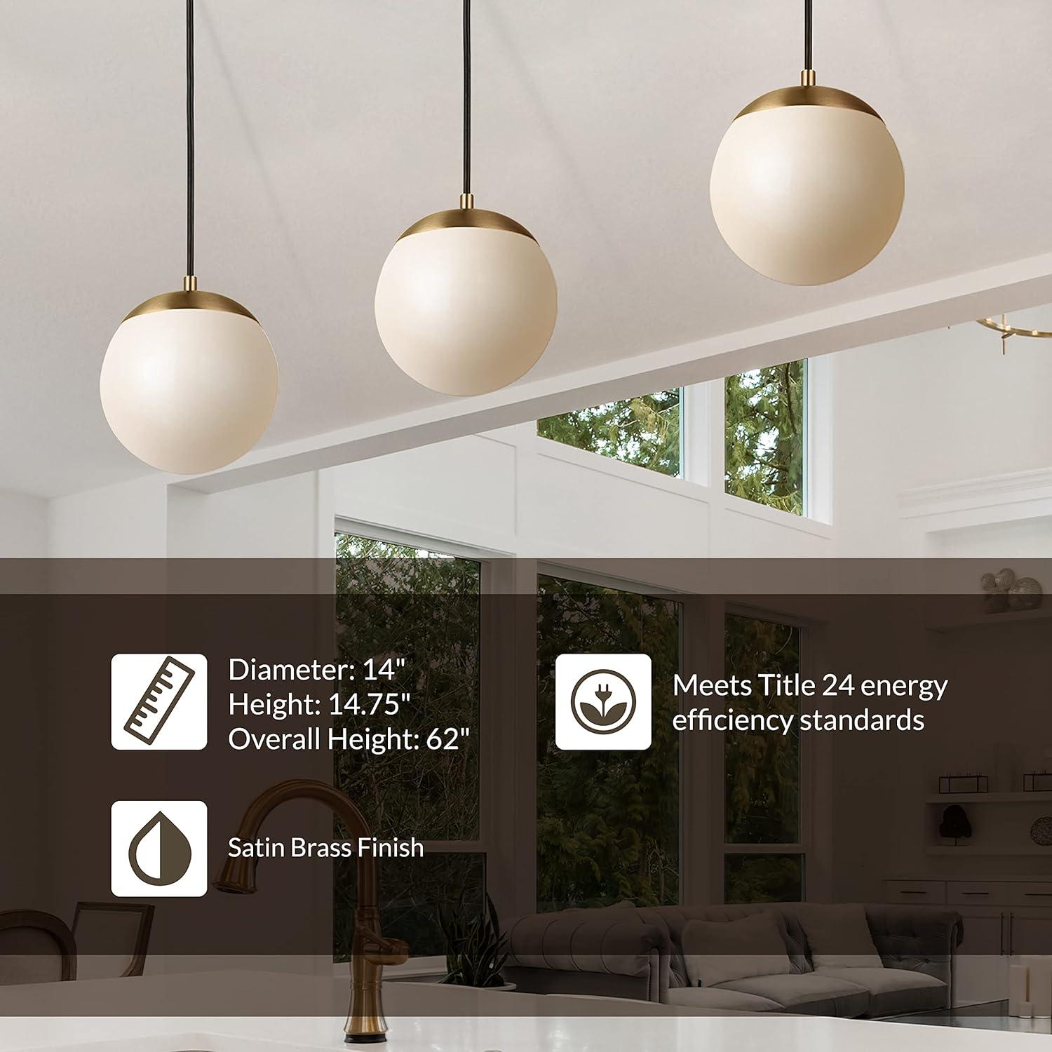 Leo Satin Brass 10" Smooth White Glass Globe Pendant Light
