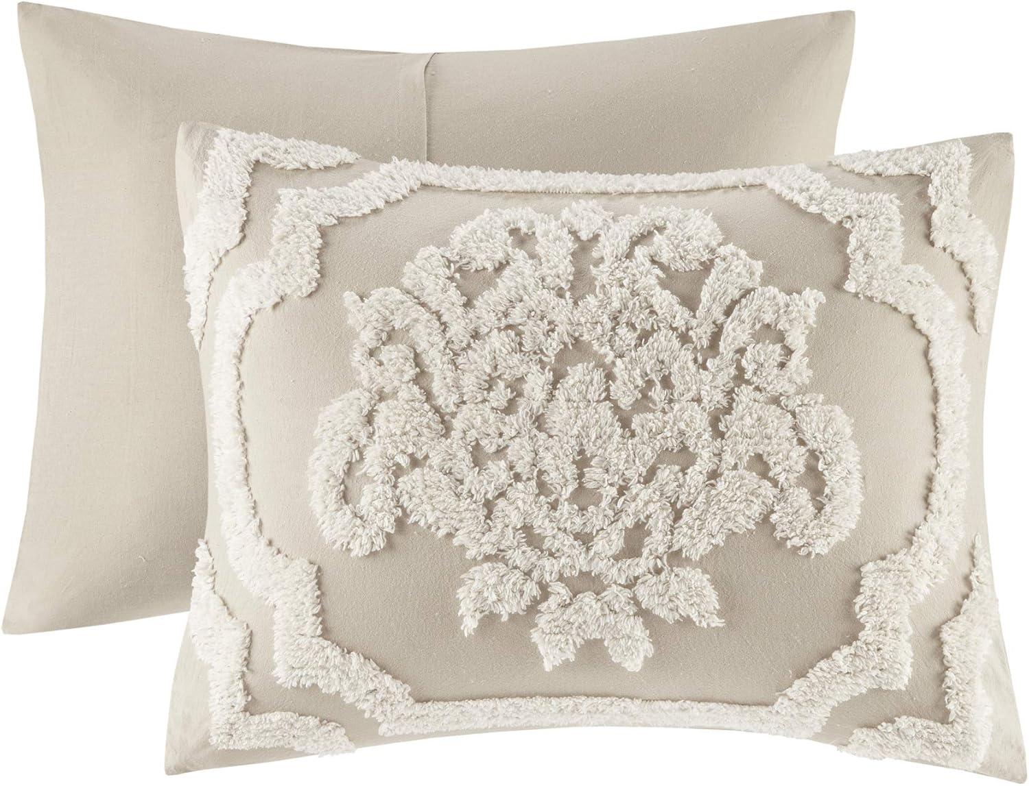 Viola Tufted Cotton Chenille Damask 3 Piece Comforter Set