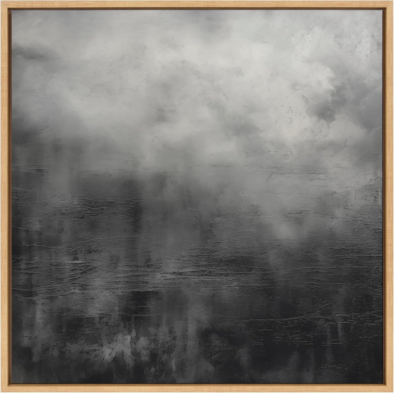 Kate & Laurel All Things Decor 30"x30" Tonal Abstract Black Gray Framed Canvas by The Creative Bunch Studio Natural