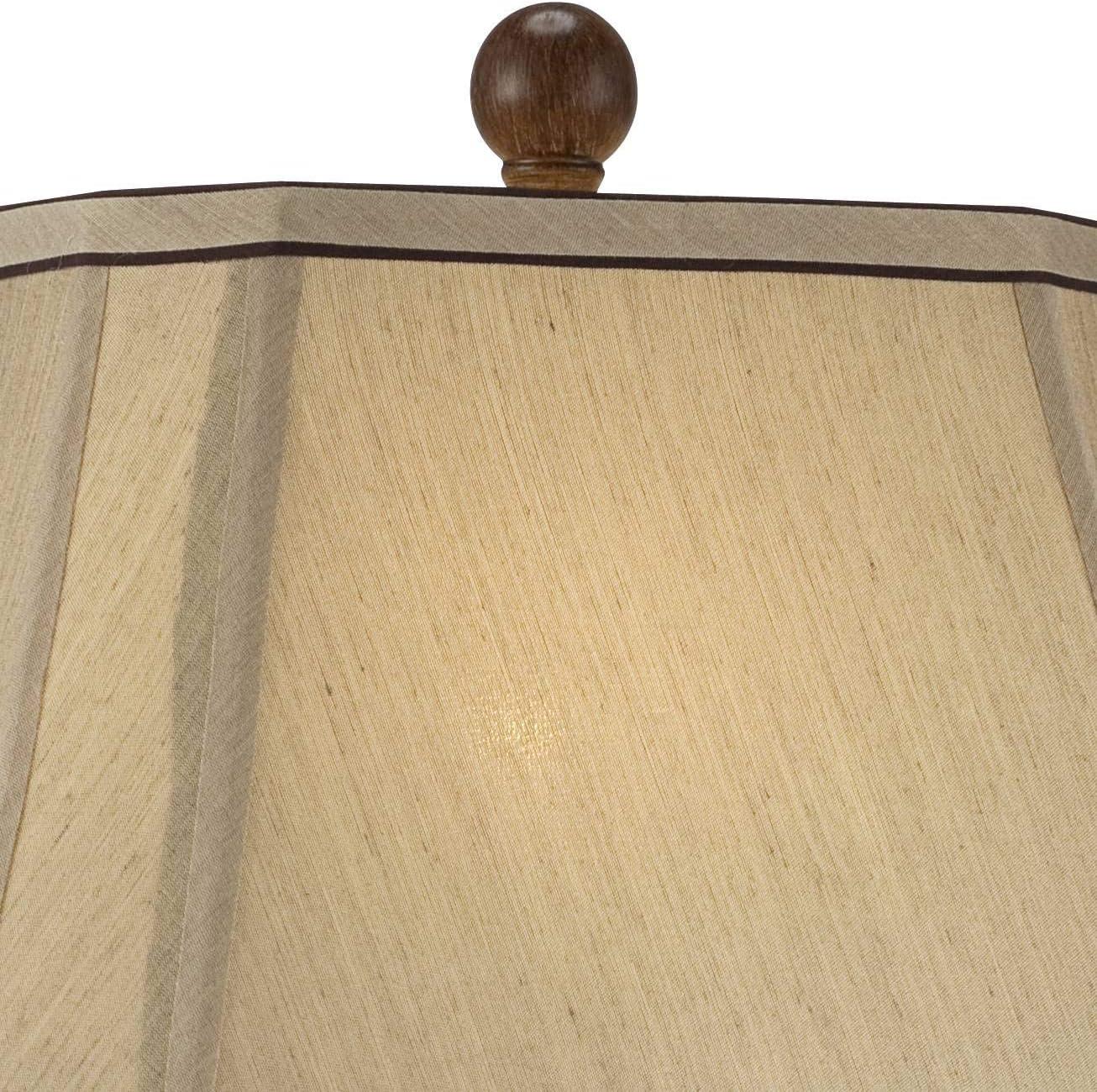 Regency Hill Traditional Table Lamp 28.5" Tall Carved Two Tone Brown Urn Shaped Beige Fabric Shade for Living Room Family Bedroom Bedside