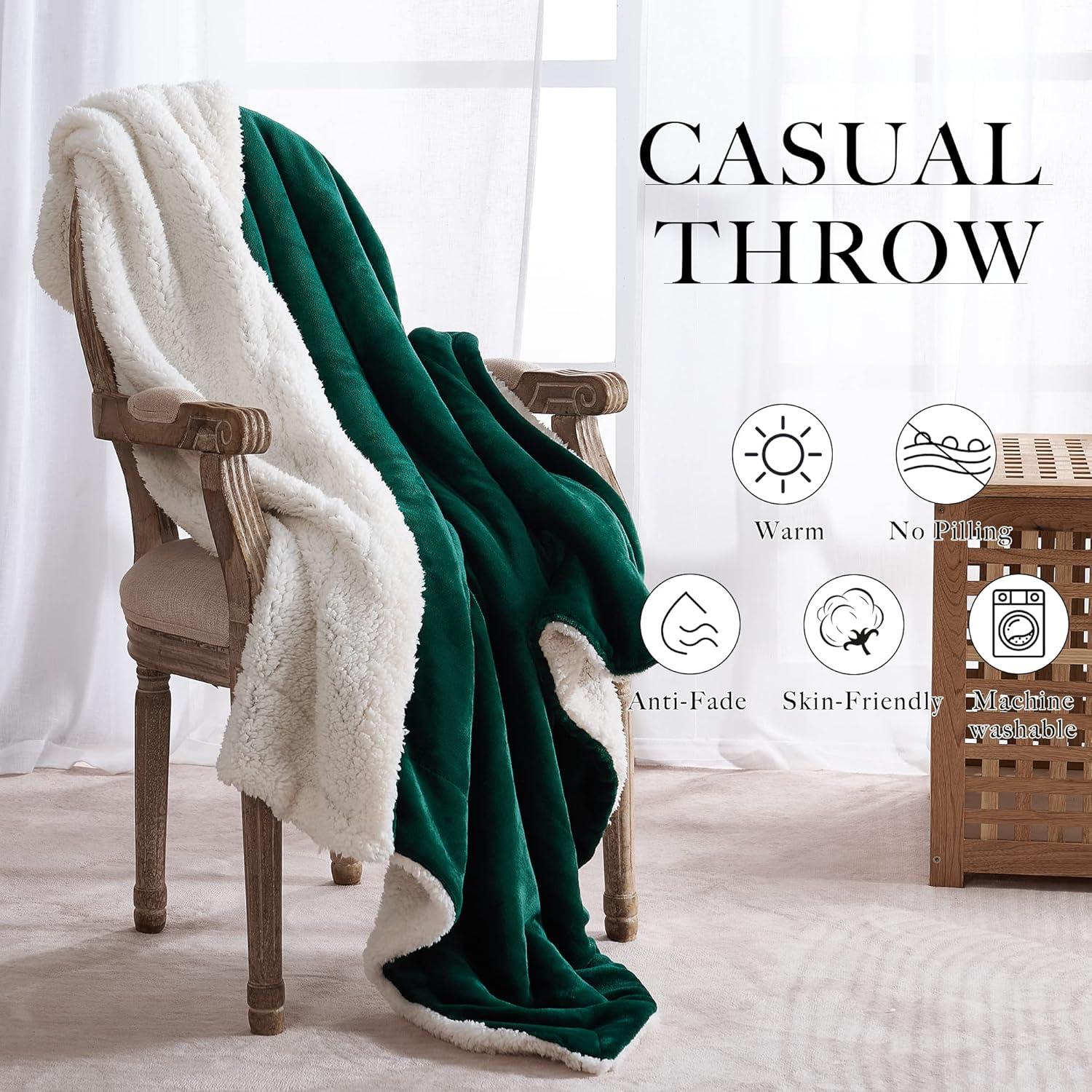 Elegant Comfort Throw Blanket, Reversible Sherpa Flannel, Ultra-Soft, Fuzzy, Cozy and Plush- All Season Lightweight Decorative Throw, 50 x 60 inches, Solid Sherpa Throw, Black