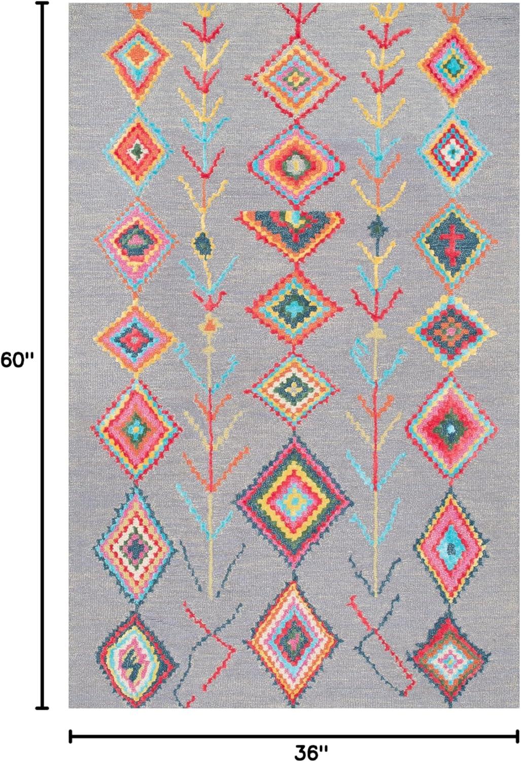 nuLOOM 3'x5' Hand Tufted Belini Area Rug Gray: Wool & Viscose, Geometric, Medium Pile, Bohemian Style