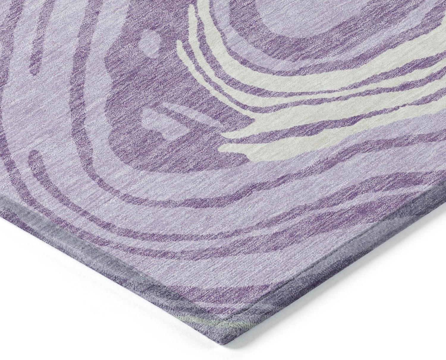 Lavender and Aqua Flat Woven Washable Synthetic Area Rug 5' x 7'