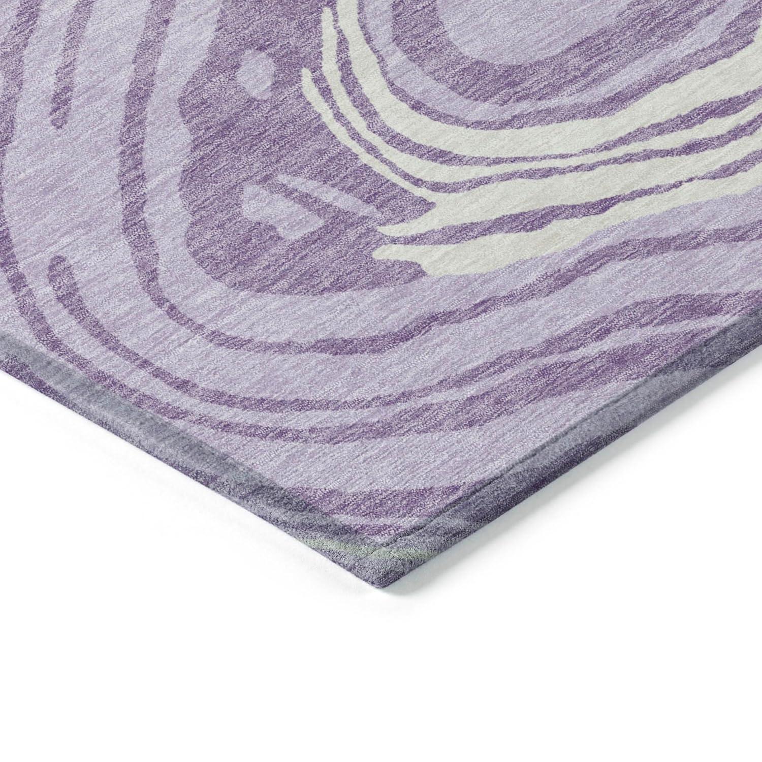 Lavender and Aqua Flat Woven Washable Synthetic Area Rug 5' x 7'