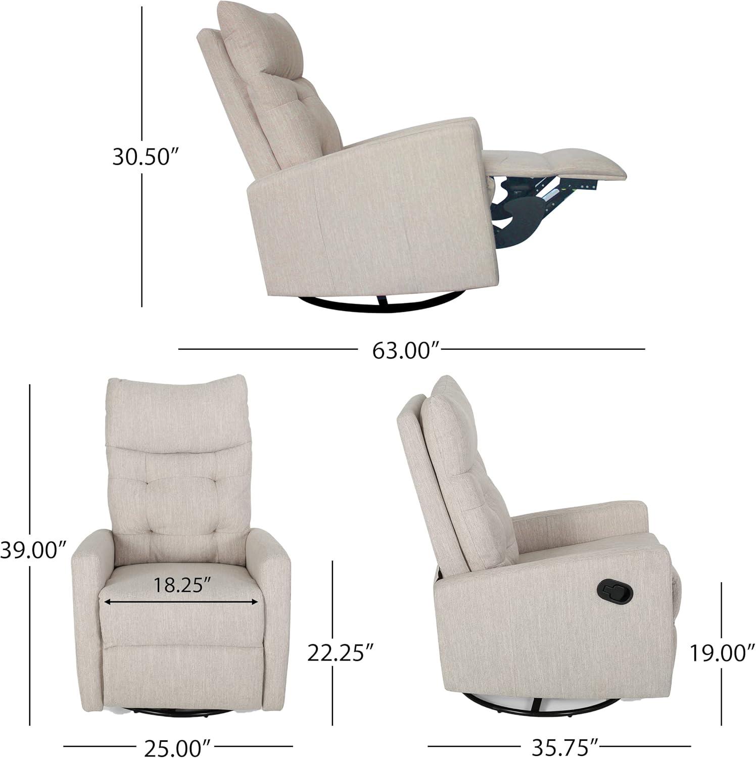 Christopher Knight Home Woodglen Contemporary Glider Swivel Recliner Beige: Upholstered Polyester, Wood Frame