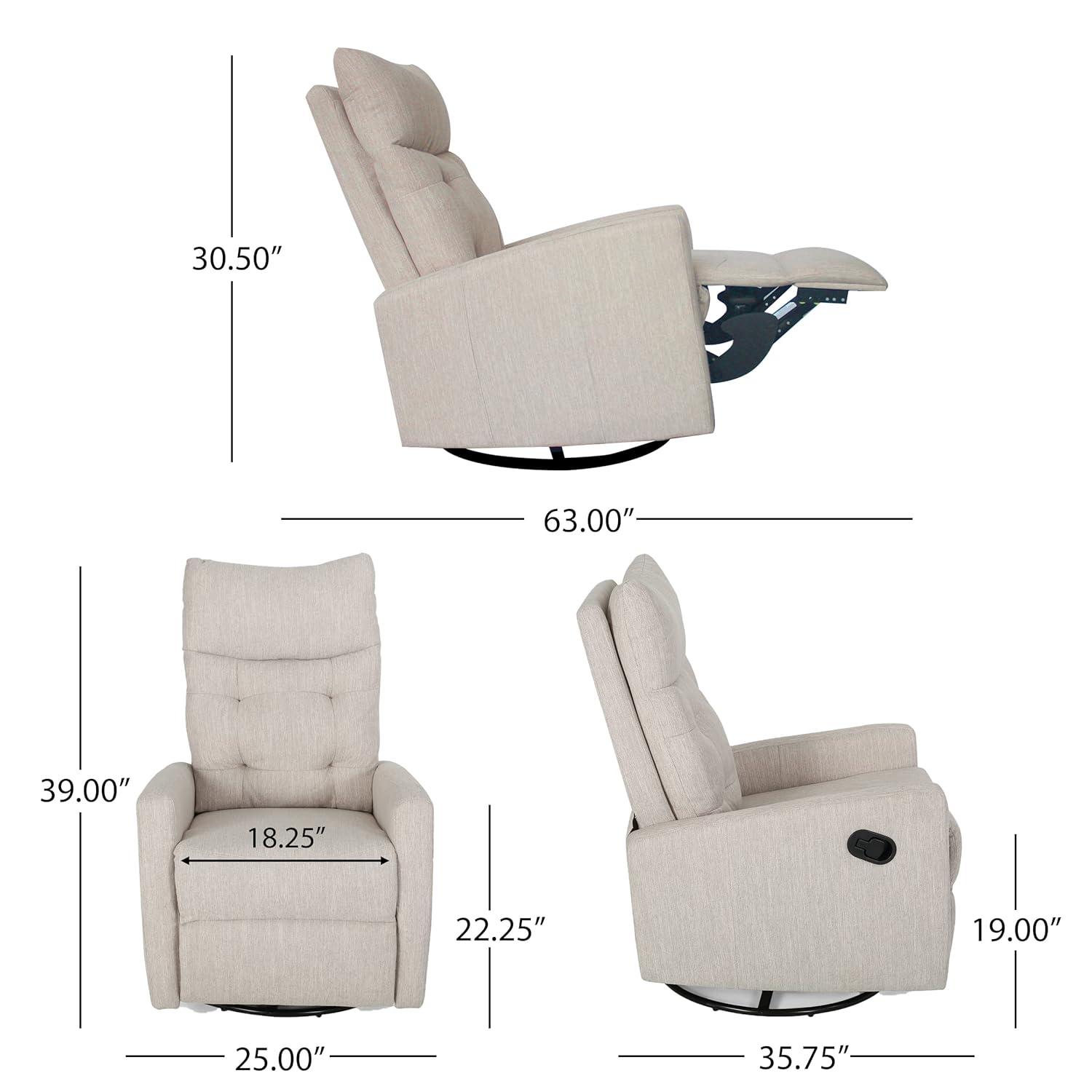Christopher Knight Home Woodglen Contemporary Glider Swivel Recliner Beige: Upholstered Polyester, Wood Frame