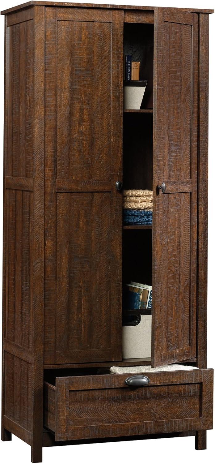 Rustic Walnut Freestanding Storage Cabinet with Adjustable Shelving