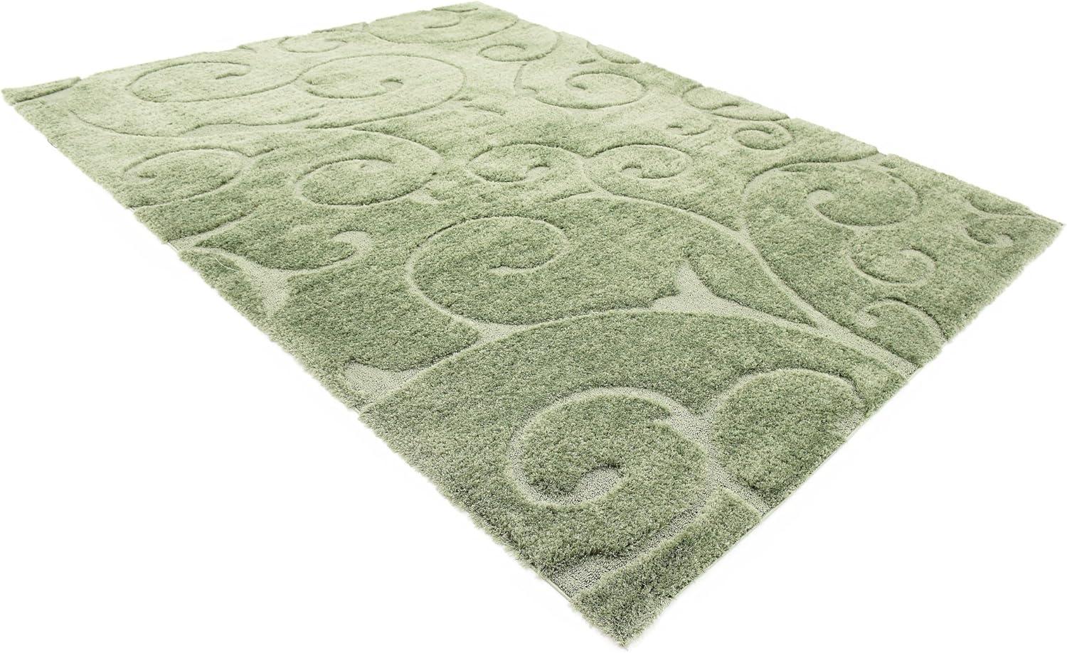 Unique Loom Carved Floral Shag Rug , 9' 0" x 12' 2" ,Green