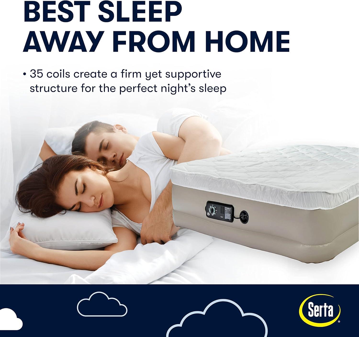 Serta 18" Pillow Top Air Mattress with Neverflat Pump - Queen