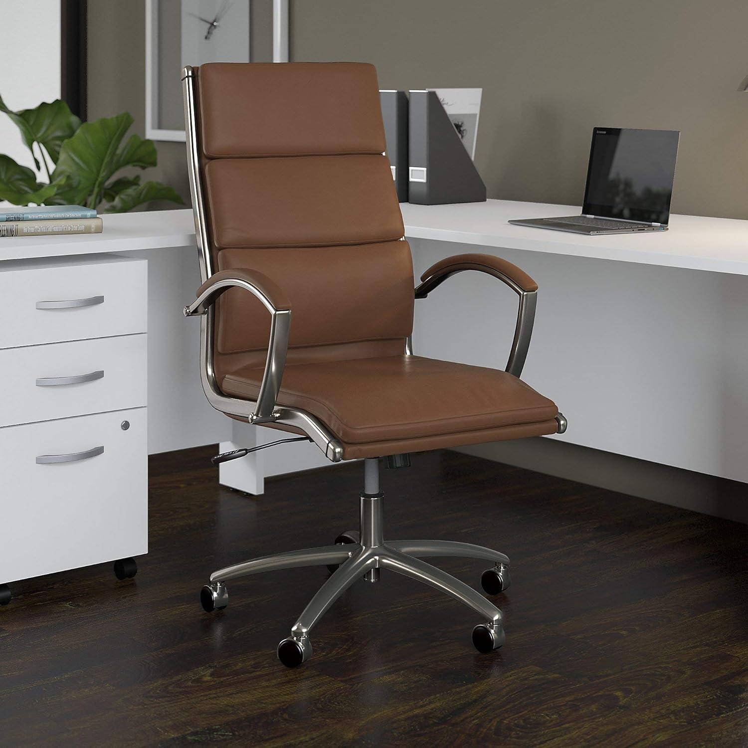 Saddle Tan High Back Leather Executive Swivel Chair