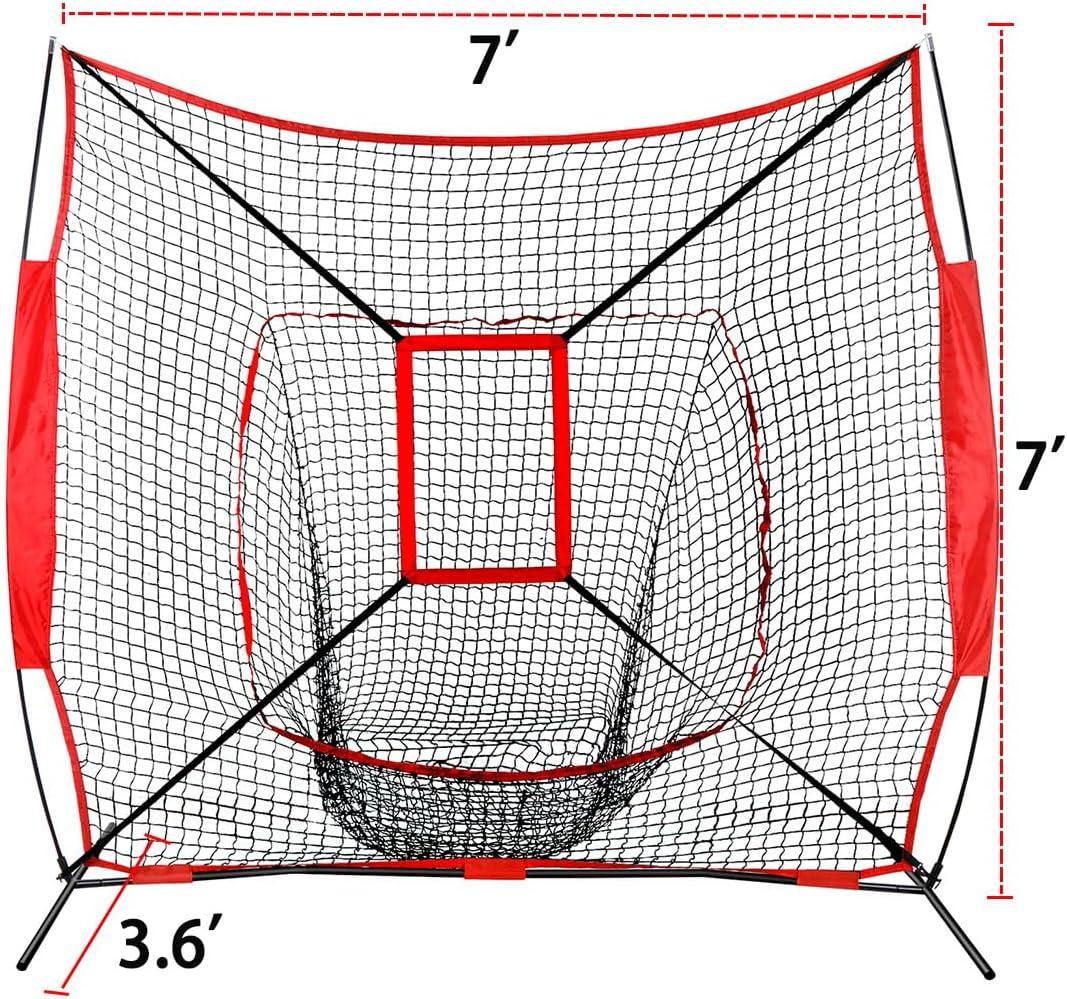 Zeny 7' x 7' Baseball Softball Practice Net Hitting Pitching Training Net w/Strike Zone,Bow Frame & Carry Bag