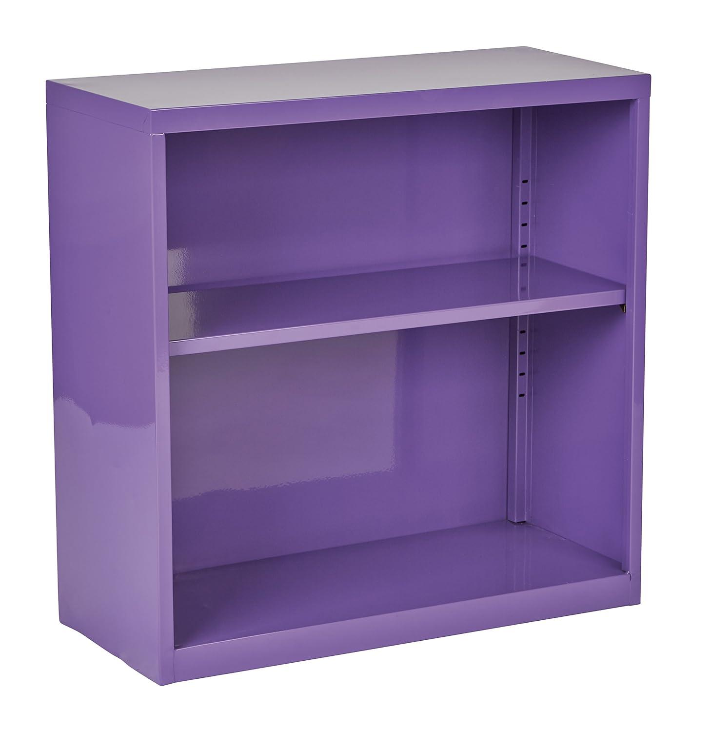 OSP Home Furnishings Metal Bookcase in Purple Finish