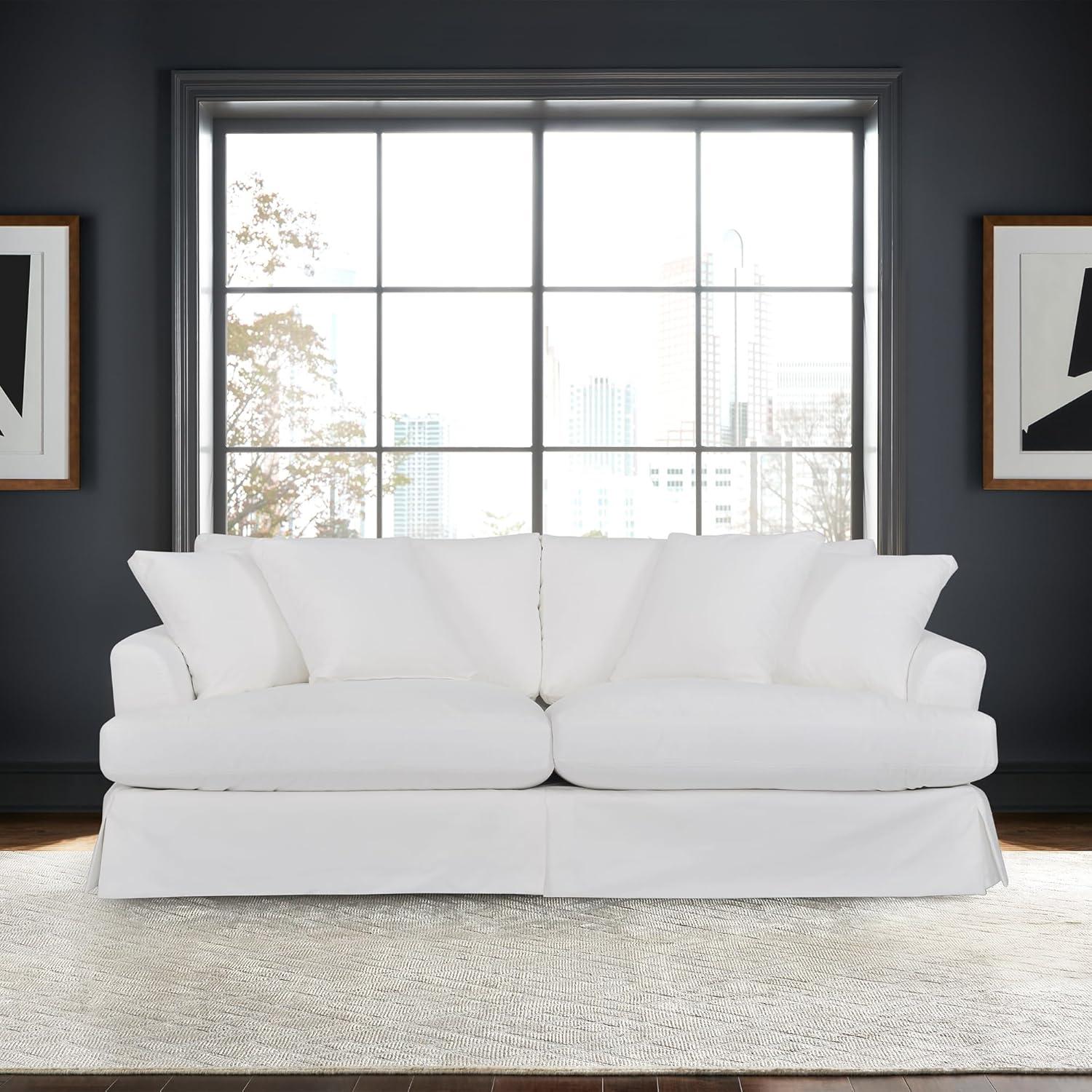 Ciara 93" Pearl Upholstered Sofa with Removable Cushions