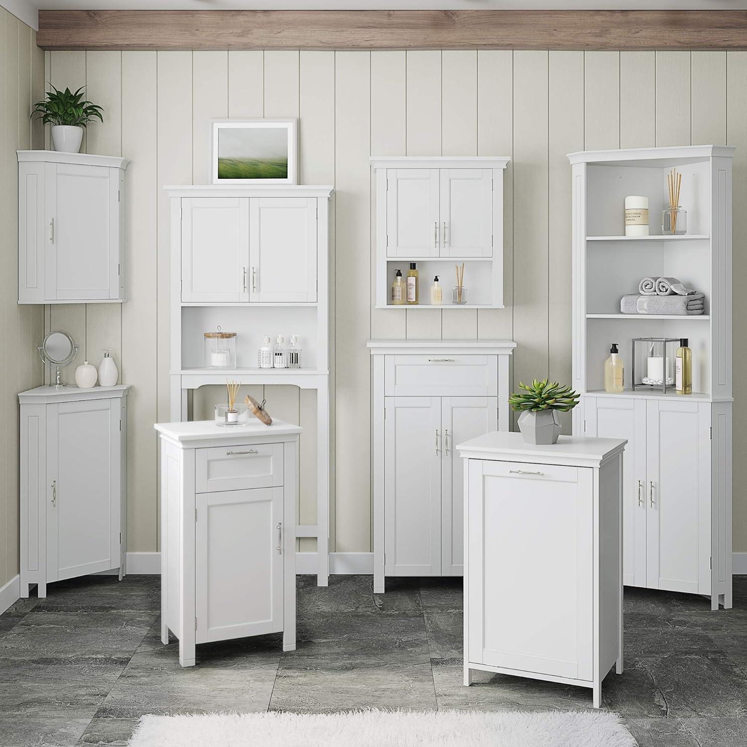 RiverRidge Somerset Single Door Bathroom and Laundry Storage Cabinet with Drawer and Adjustable Shelf