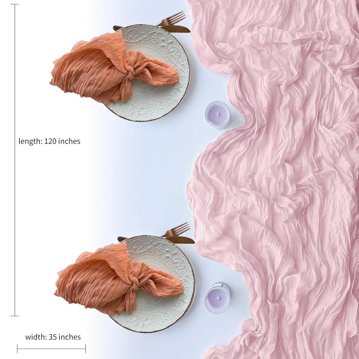 Mint Green Cheesecloth Table Runner 6 Pack 35" Boho Gauze Runner 120 inches Long Tablecloth Runner Rustic Sheer Fabric Bulk for Baby Shower Wedding Bridal Birthday Party Table Decorations