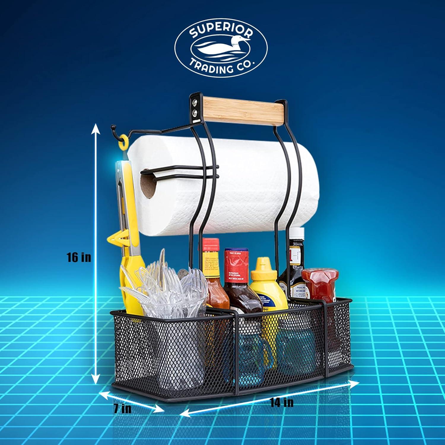 Black Stainless Steel BBQ and Picnic Caddy Organizer