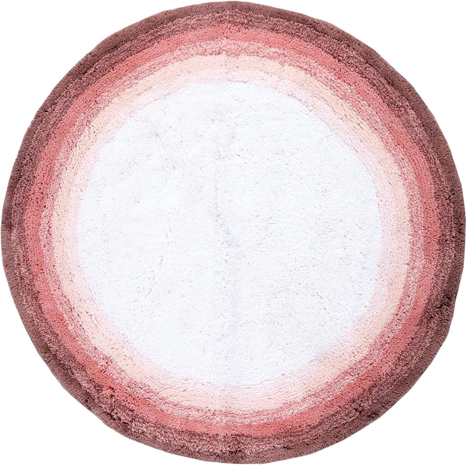 30" Round Torrent Collection 100% Cotton Bath Rug Rose - Better Trends: Machine Washable, Tufted, Ombre Design, Spray Latex Backing