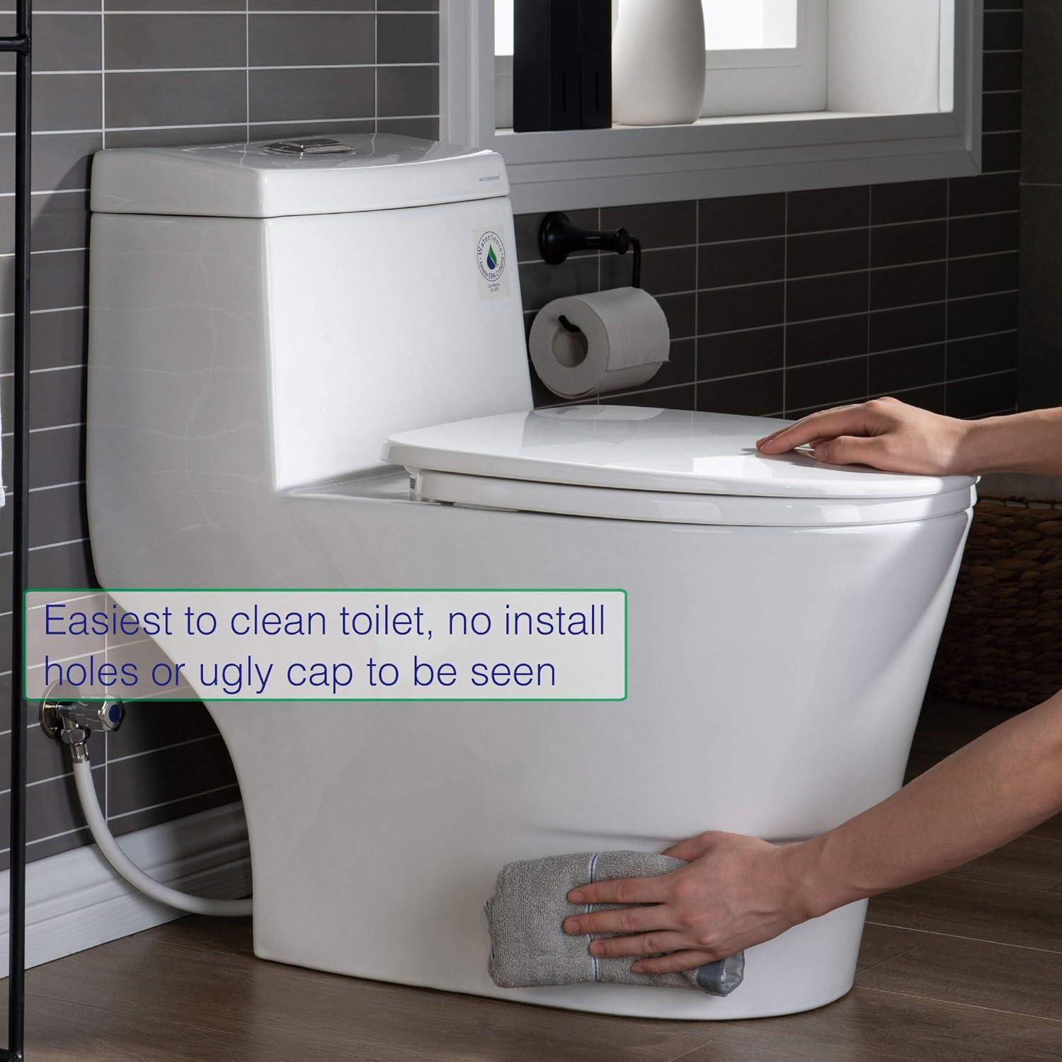 WoodBridge 1.28 GPF Elongated One Piece Dual-Flush Toilet with Soft-Closing Seat,MAP Flushing 1000G B0750-B/N