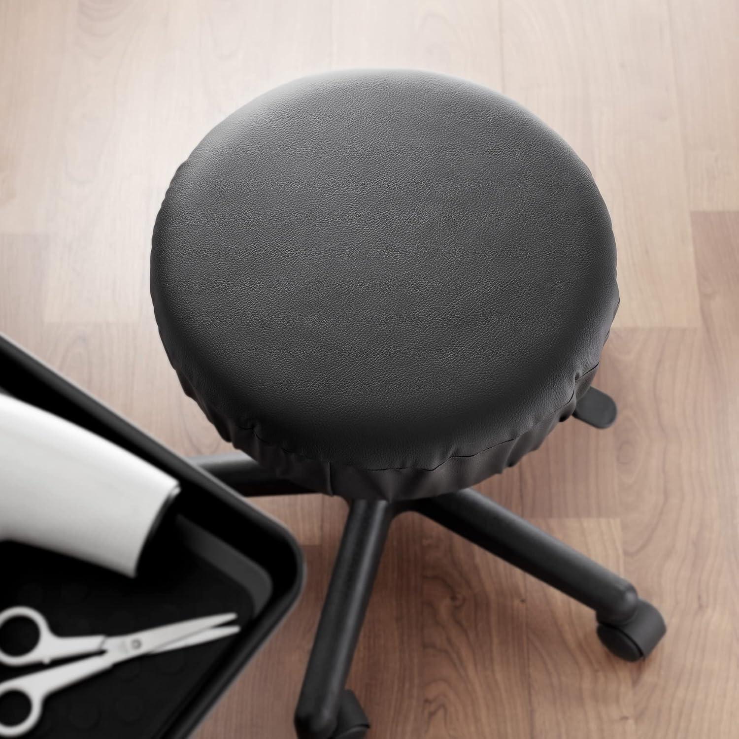 Saloniture 2-Pack Round Stool Seat Cover, 15-1/2" Waterproof Slipcover for Swivel Chair or Barstool - Cream