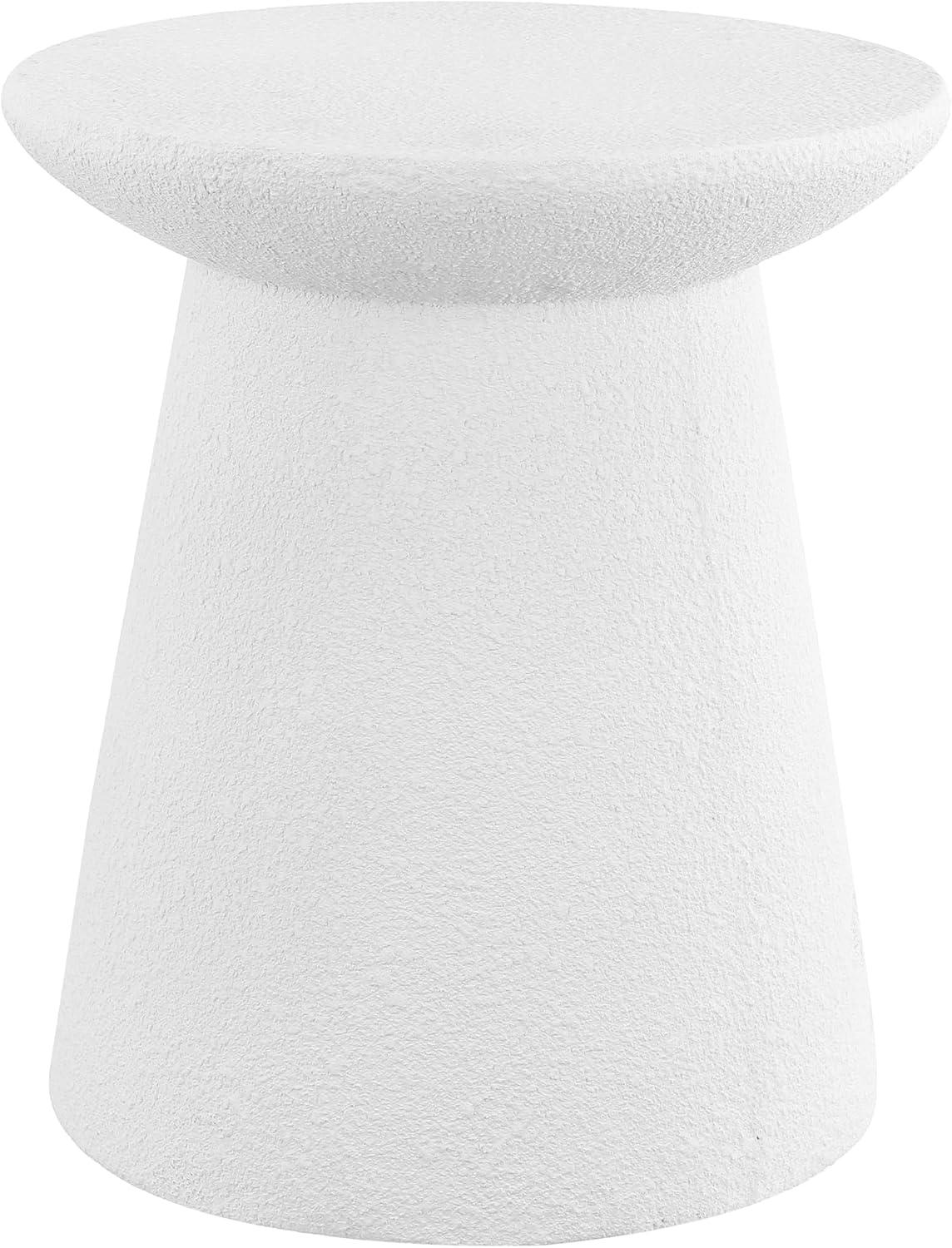 Hollie 18" Minimalist Modern Drum Accent Table Pedestal, White Frosted - JONATHAN Y