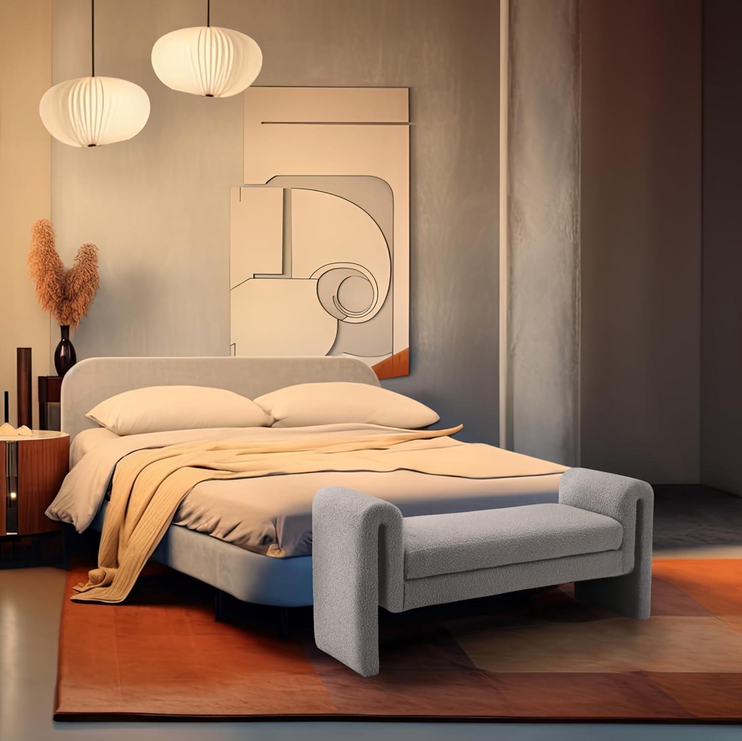 Hiroyasu Upholstered Boucle Bench