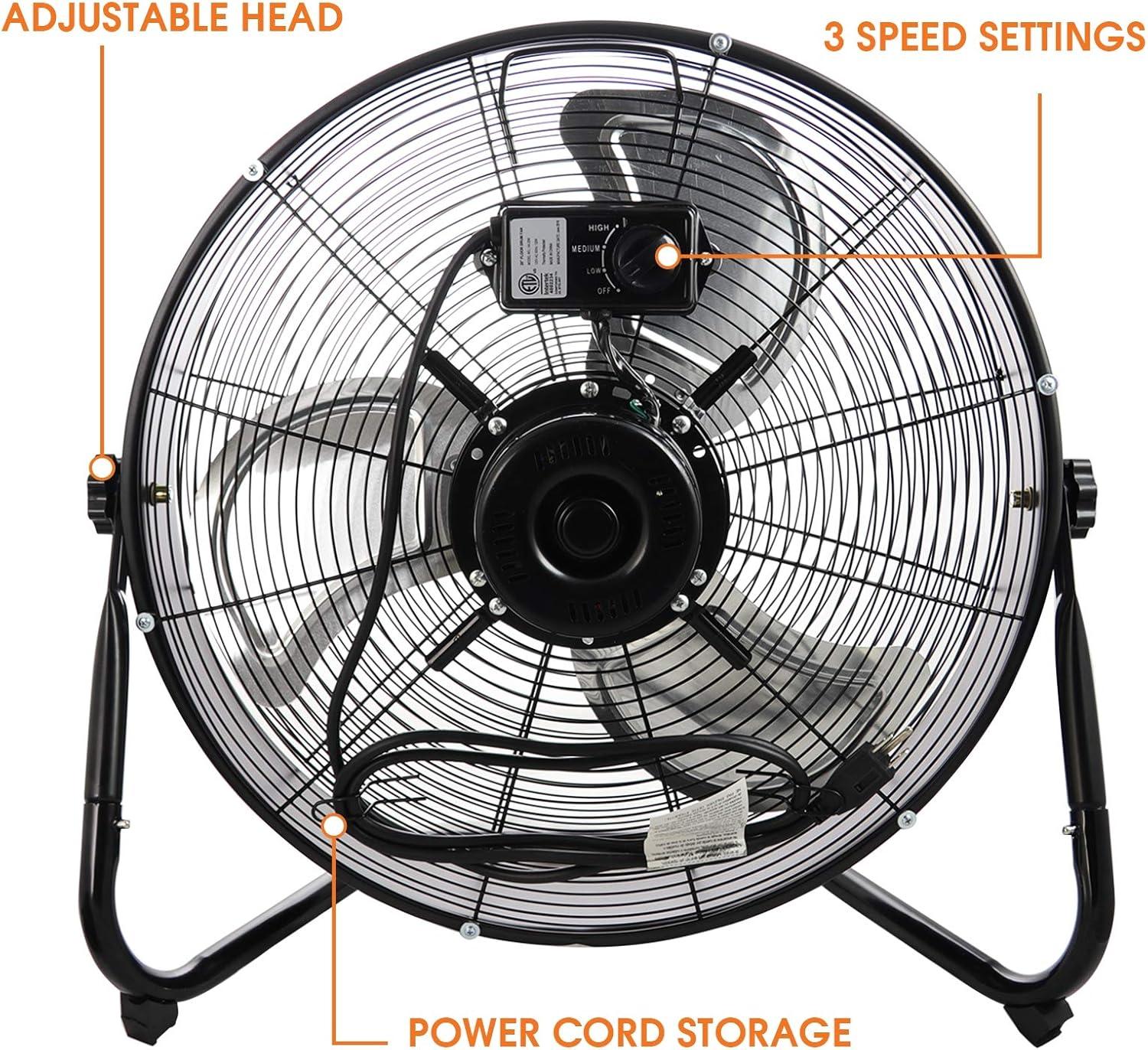 Vie Air 20" 3 Speed Motor Metal Floor Drum Fan