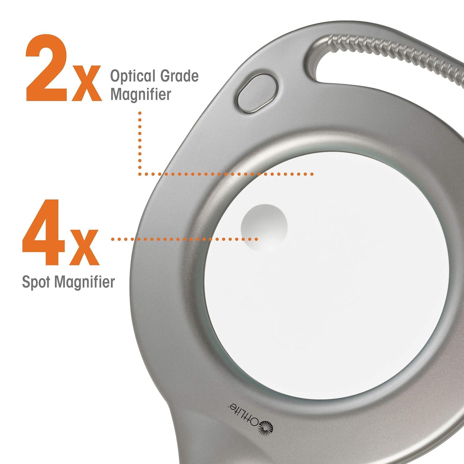 Ottlite 2-in-1 LED Magnifier Floor and Table Light, Silver