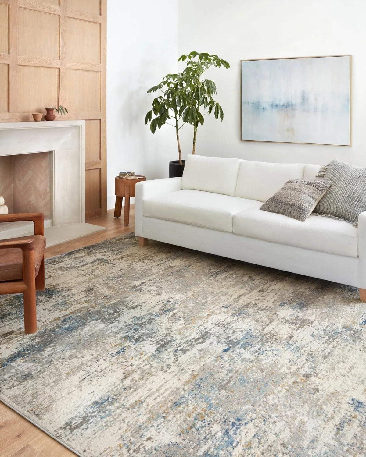 Loloi II Estelle Collection EST-03 Ivory / Ocean Abstract Area Rug 2'-7" x 8'-0"