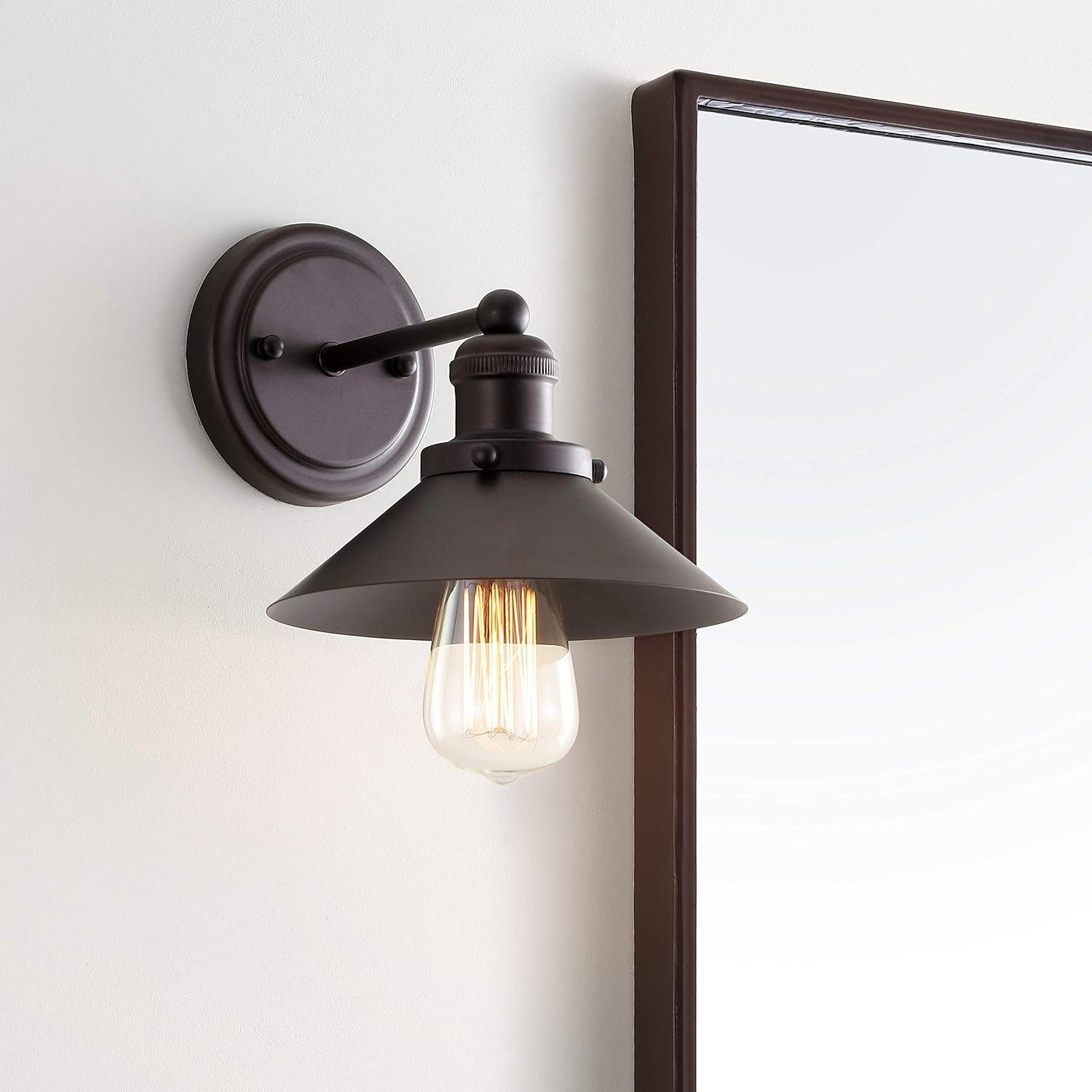 JONATHAN Y July 17.5" 2-Light Industrial Farmhouse Metal Vanity Light, Oil Rubbed Bronze