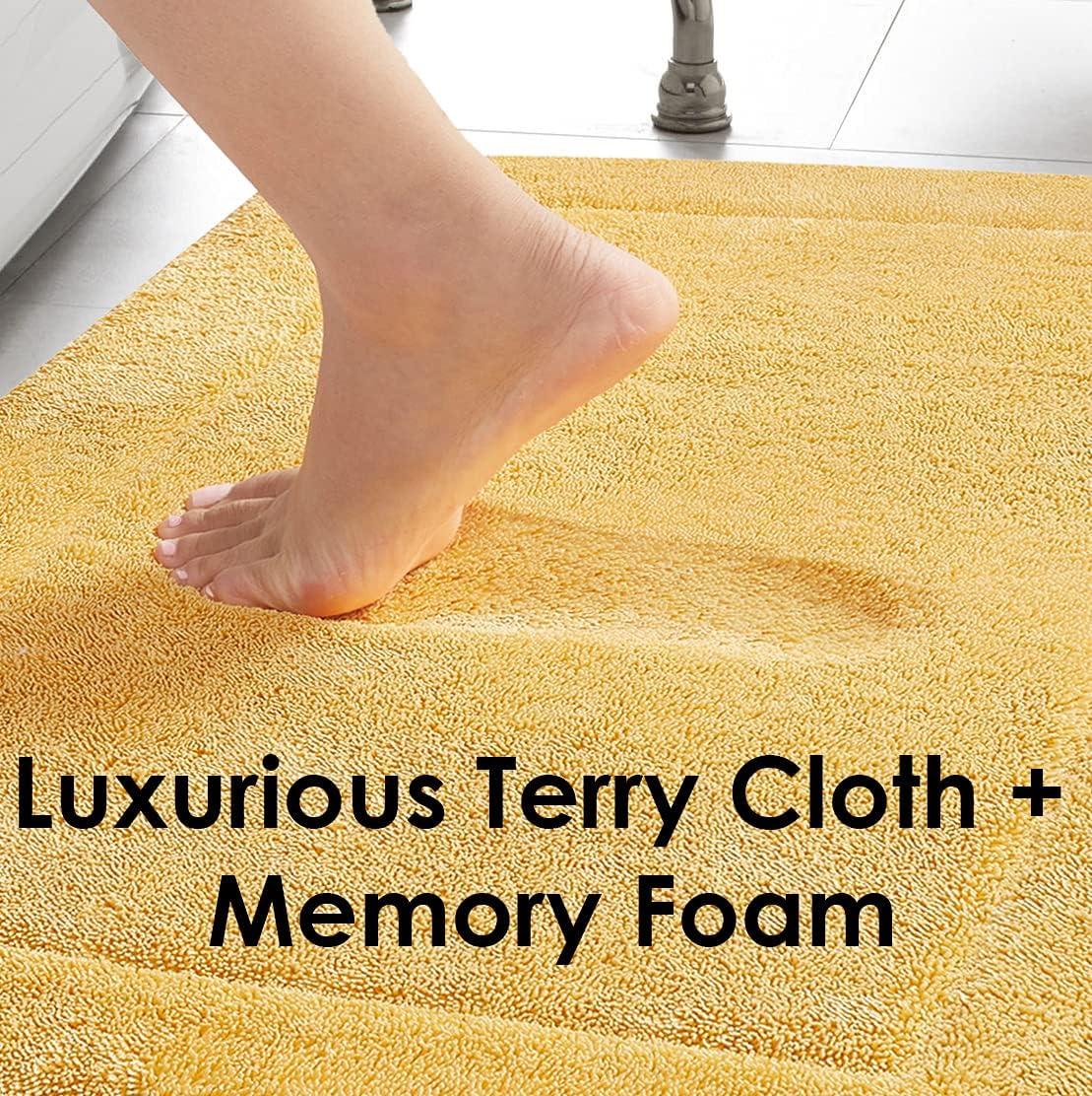 Daffodil Yellow Memory Foam Terry Bath Mat 17x24