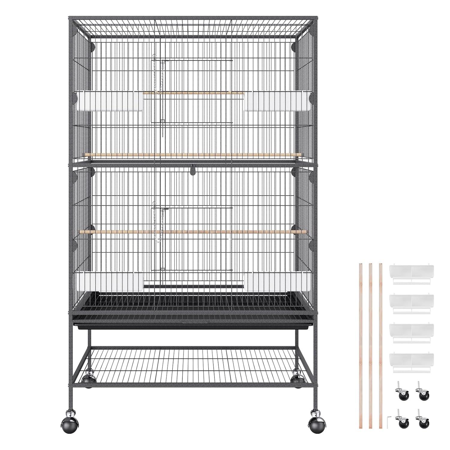 VEVOR Carbon Steel Flight Bird Cage for Parakeets, Cockatiels, Parrots 31*20*52inches
