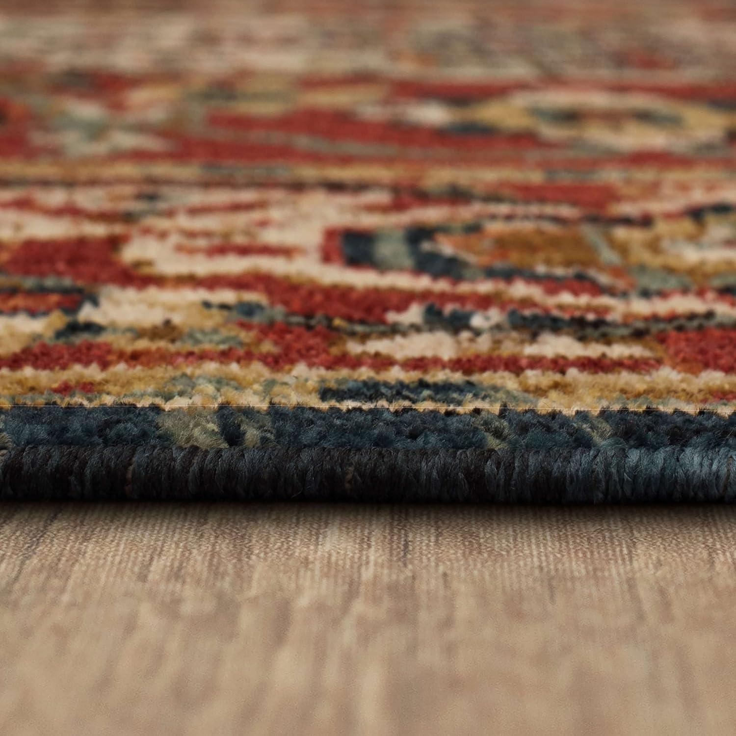 Bilpass Red and Beige Synthetic Medallion 4' x 6' Area Rug