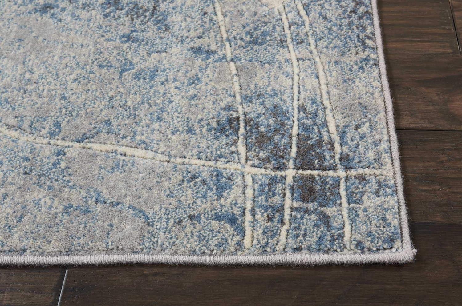 Nourison Somerset Nature Silver/Blue 2'6" x 4' Area Rug, (3x4)