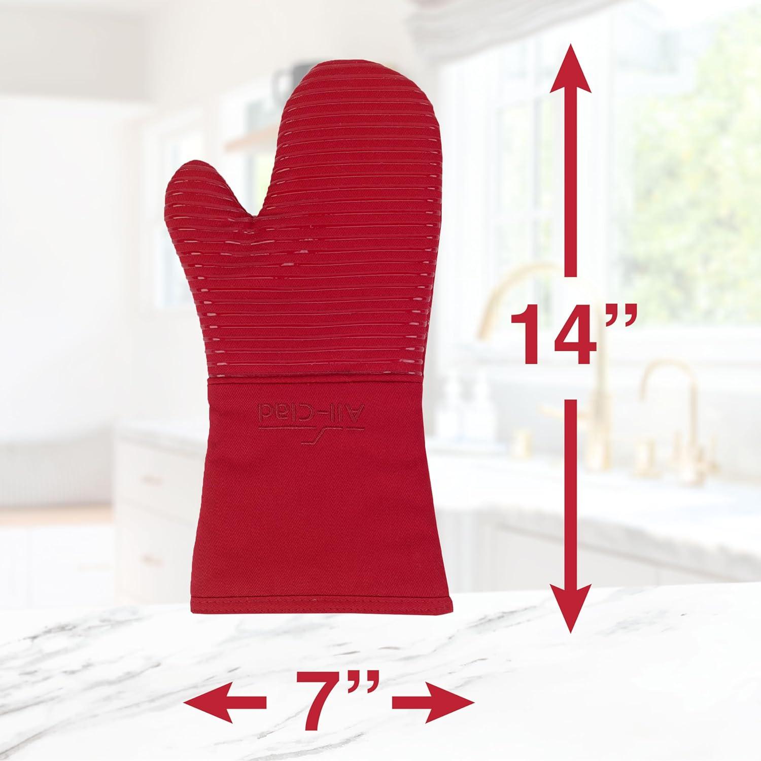 Chili Red Silicone Heat-Resistant Oven Mitt 14"