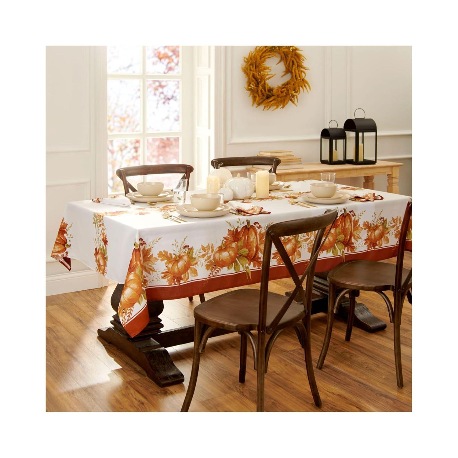 Autumn Pumpkin Grove Fall Rectangle Tablecloth - Orange/Rust - 60x120 - Elrene Home Fashions