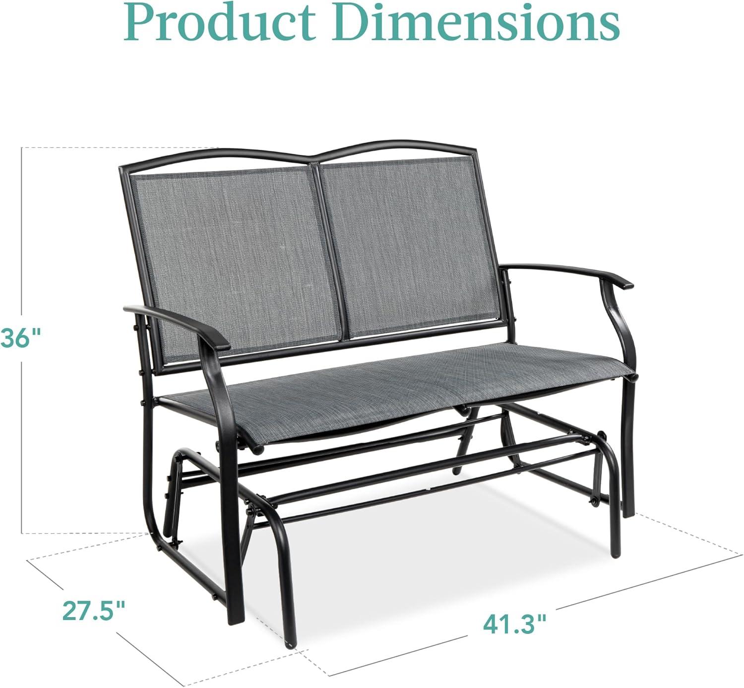Best Choice Products 2-Person Outdoor Swing Glider, Steel Patio Loveseat, Bench Rocker w/ Armrests - Gray