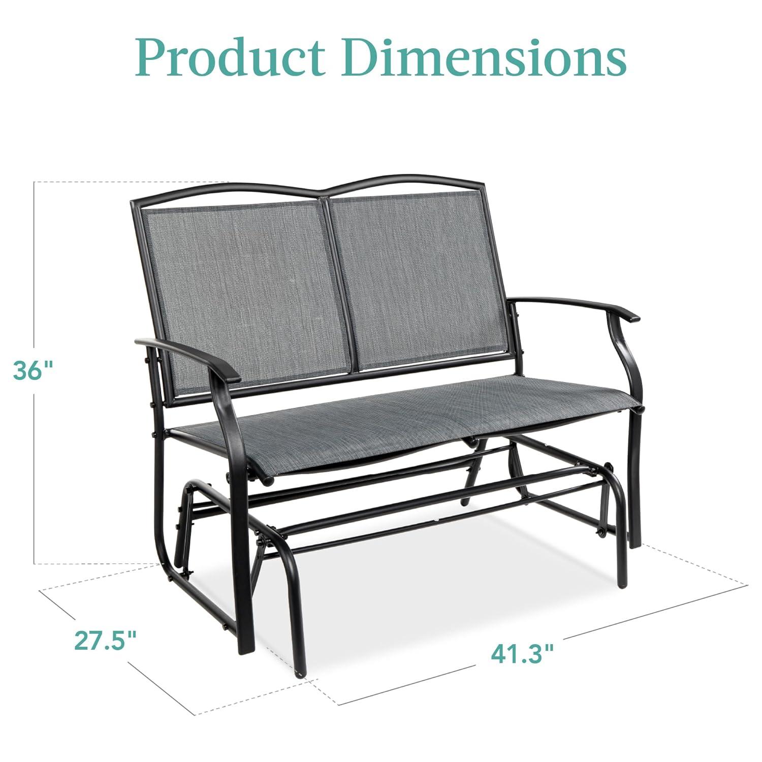 Best Choice Products 2-Person Outdoor Swing Glider, Steel Patio Loveseat, Bench Rocker w/ Armrests - Gray