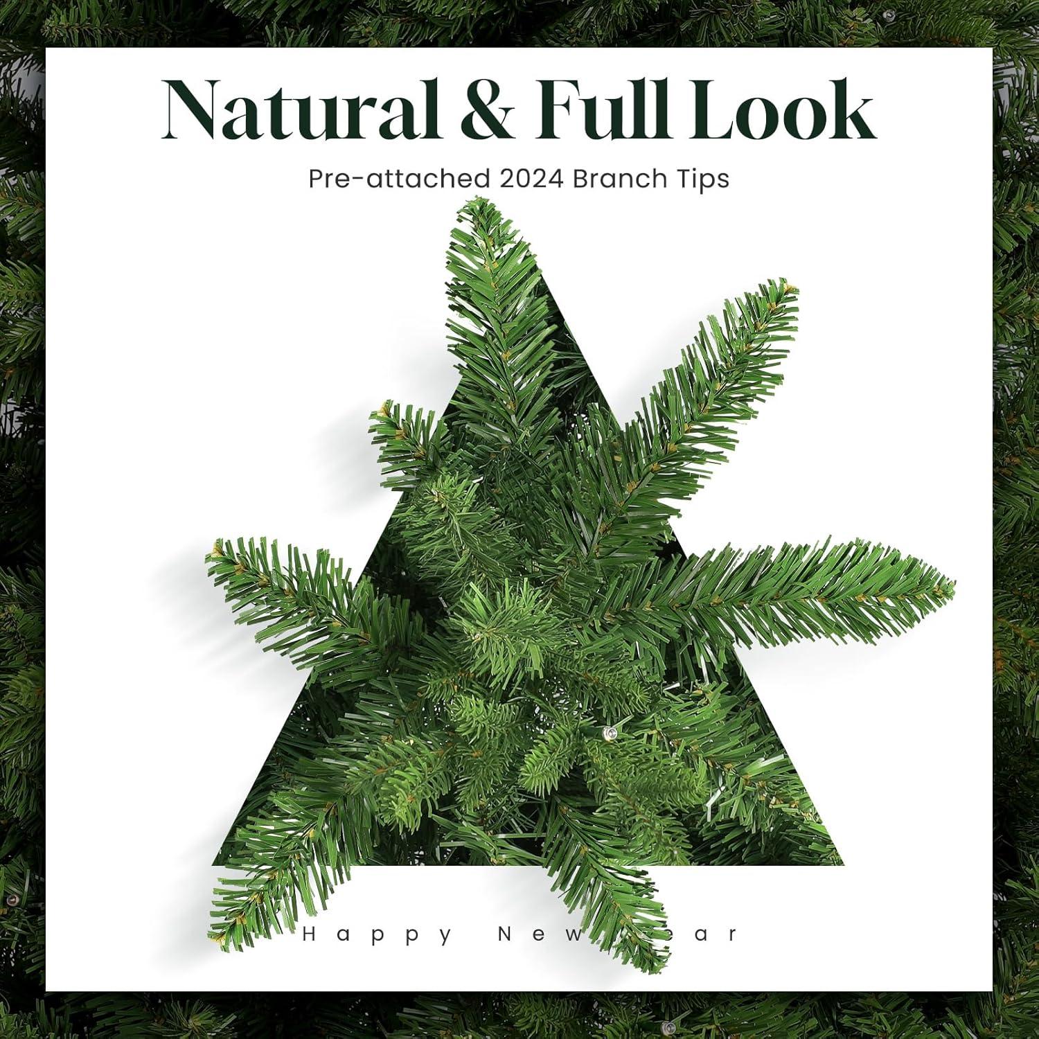 OasisCraft 6.5ft Pre-Lit Snow Flocked Christmas Tree with 350 Light, Artificial Pine Xmas Tree