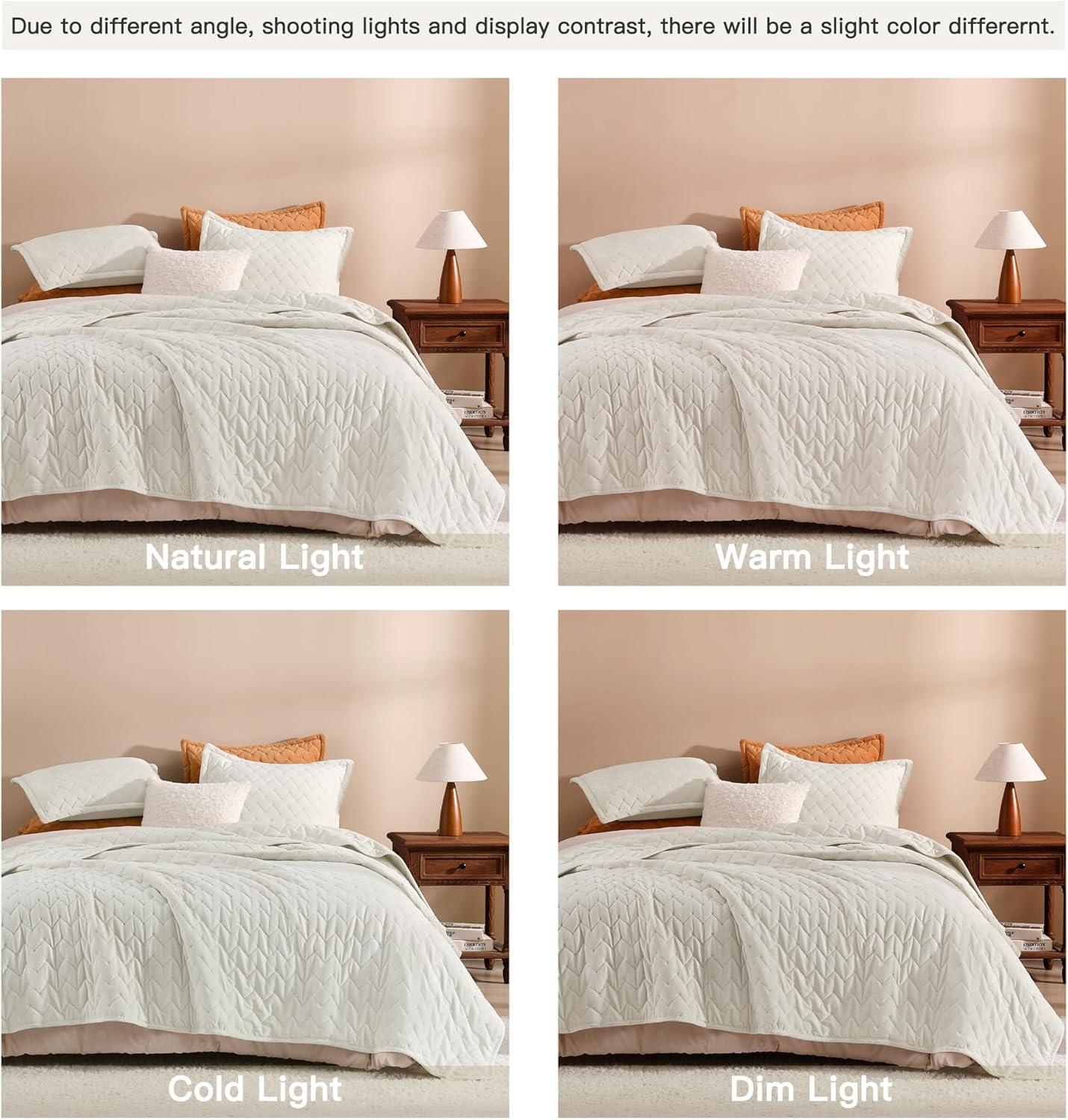 Chezmoi Collection Diamond Stitch Reversible Plush Distressed Velvet Quilt Set