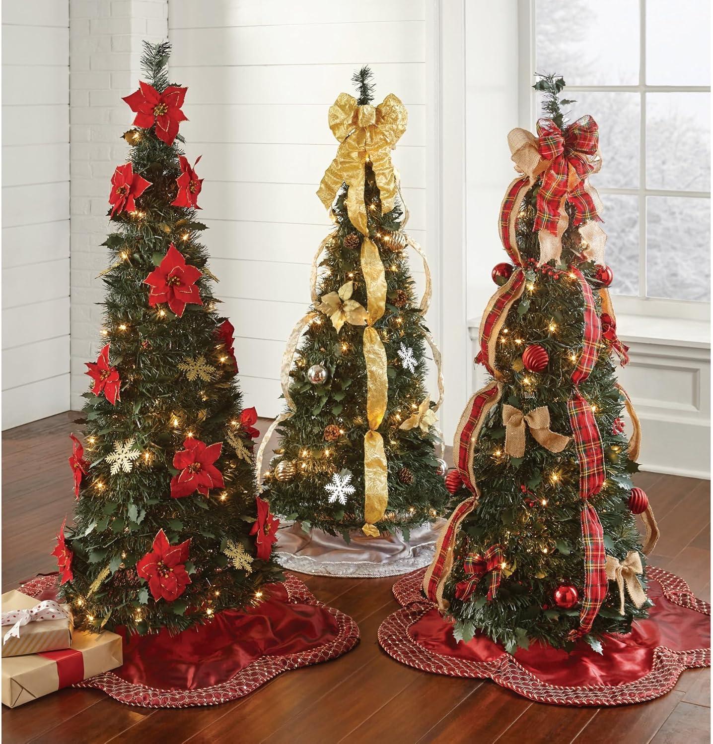BrylaneHome Fully Decorated Pre-Lit 41/2' Pop-Up Christmas Tree - Silver Gold