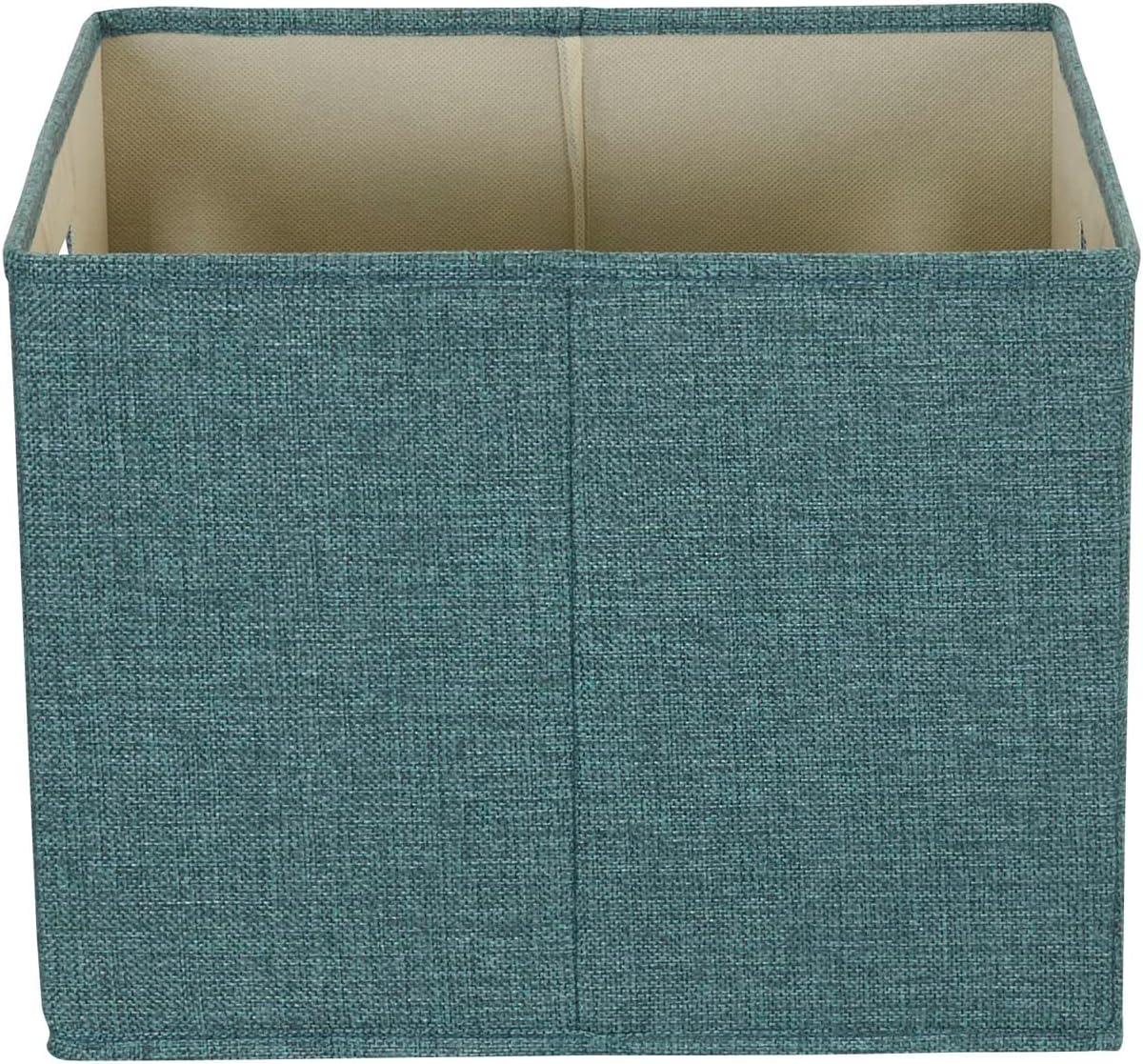 Household Essentials Storage Cubes 2 pack, Blended Poly-Cotton Canvas, Foldable Fiberboard Frame with Cut-out Handles, Open Top, Perfect for Storage and Detailed Organization, Teal