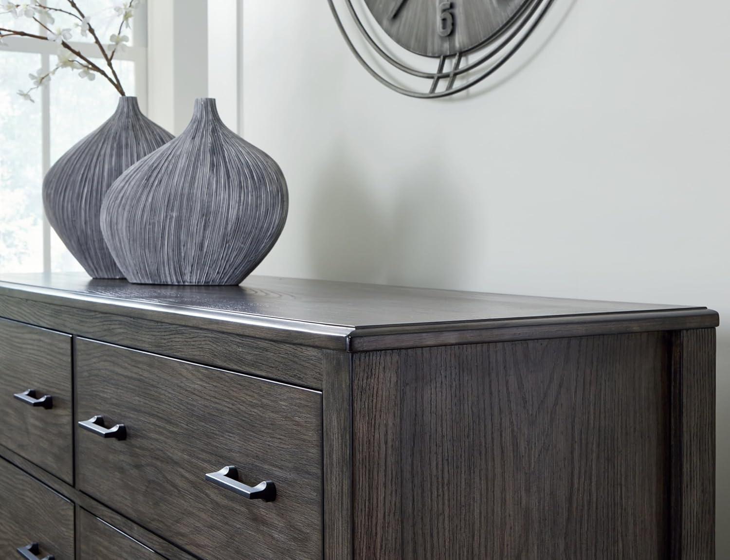 Gray Transitional Dresser with Felt Lined Drawers and Ball Bearing Slides