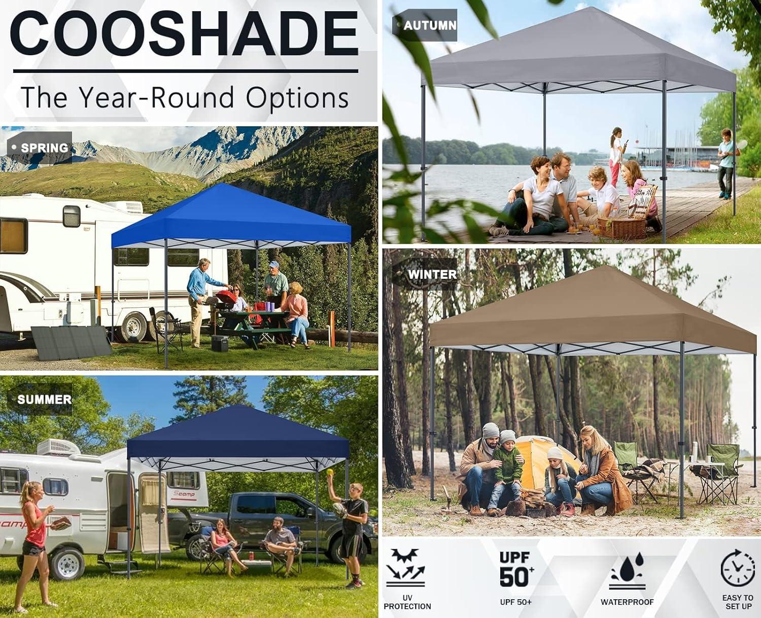 Khaki 10x10 Outdoor Pop-Up Canopy Tent with Sandbags