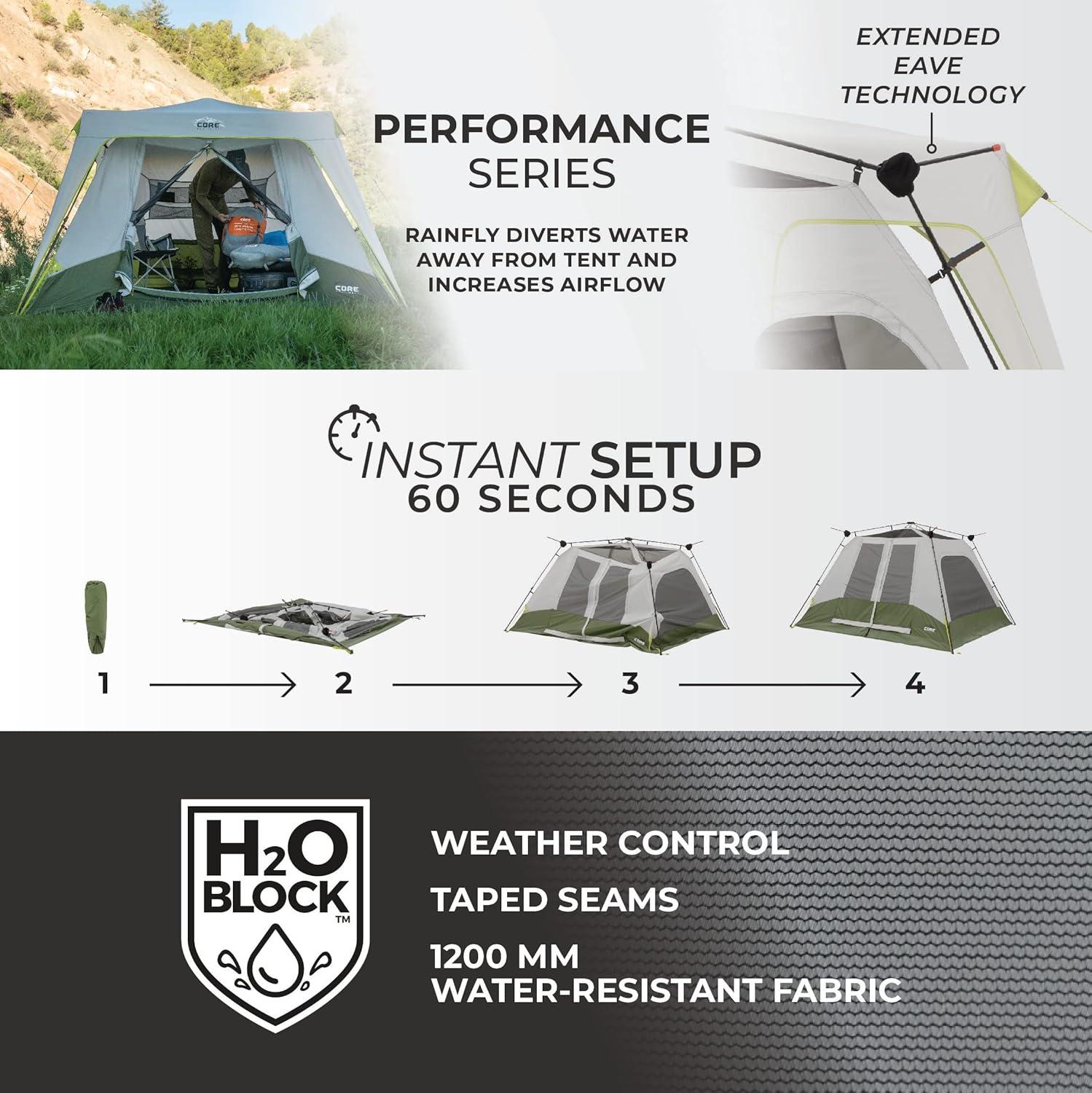 CORE Equipment 6 Person Instant Cabin Tent