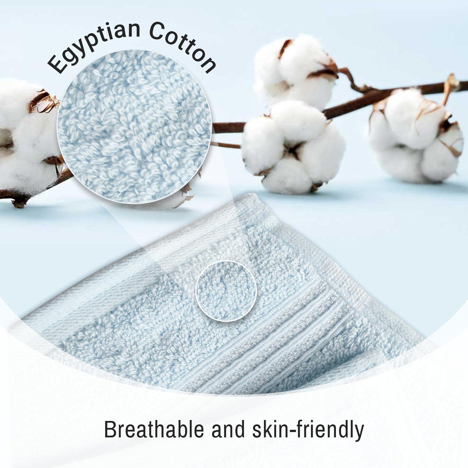 Superior Egyptian Cotton Absorbent Light Blue Bath Towel Set of 2