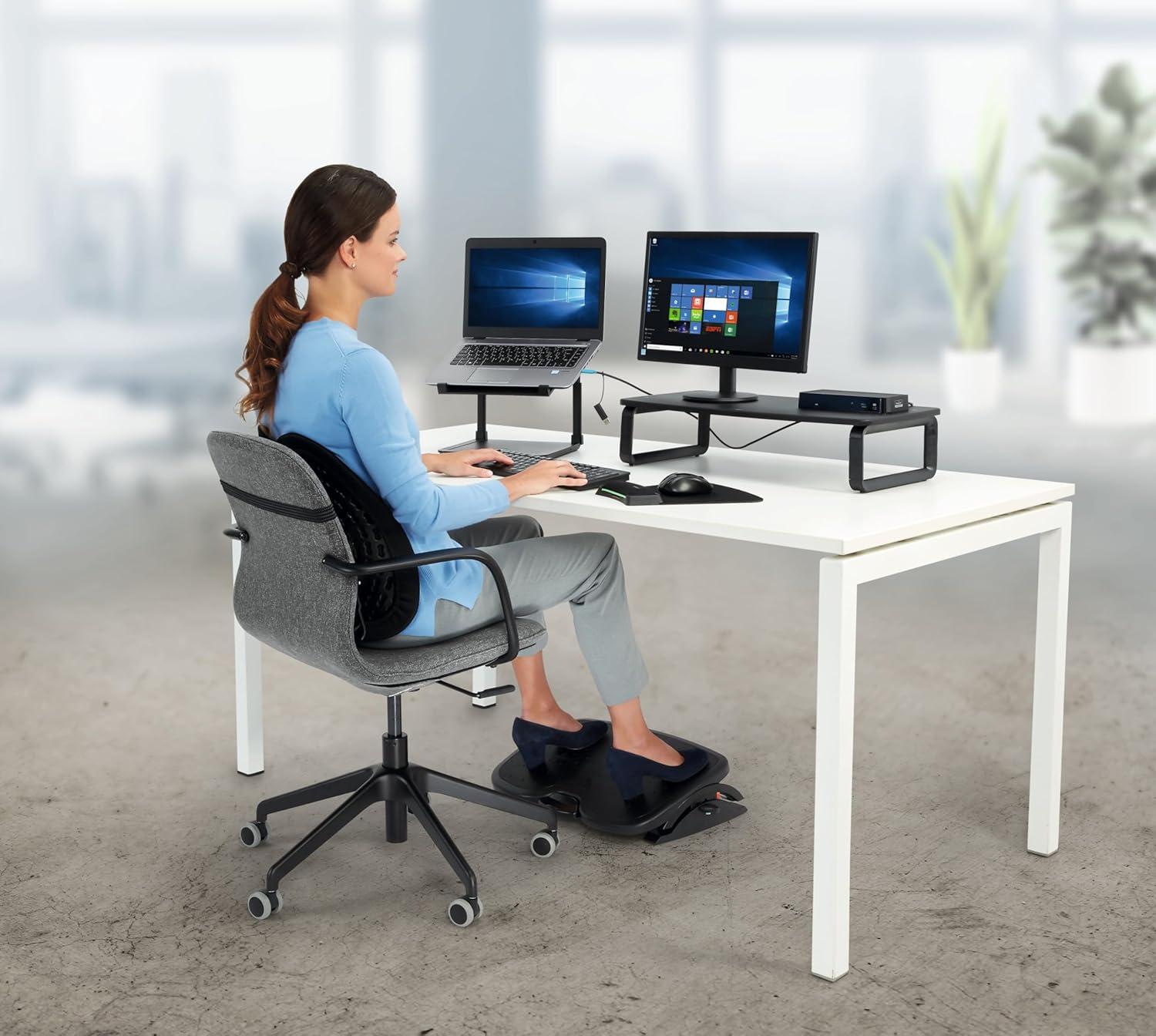 Black Adjustable Wood Monitor Stand for Desks