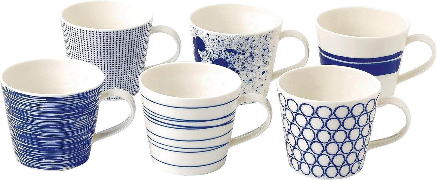 Blue and White Ceramic Microwave Safe Mug Set