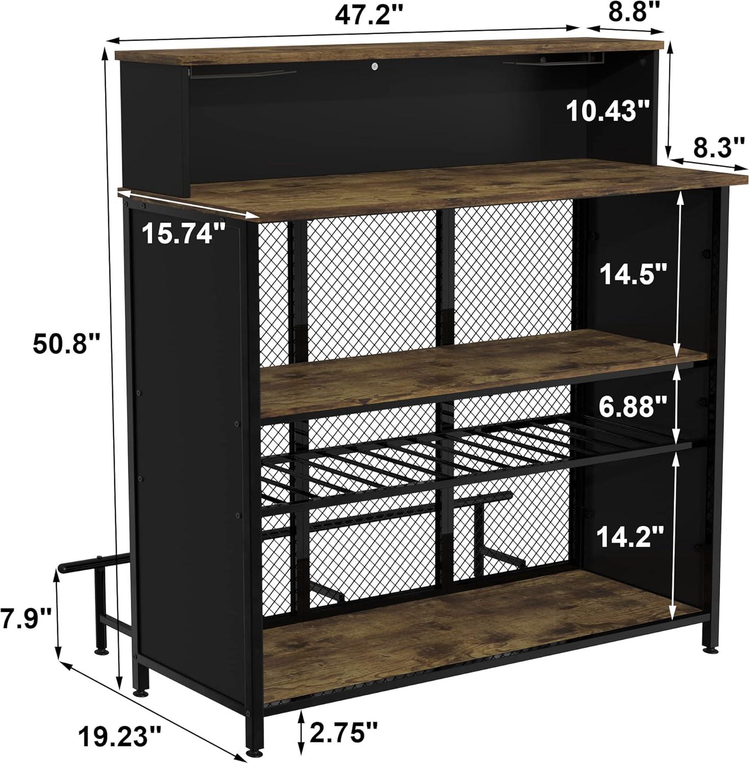 GDLF Home Bar Unit Mini Bar Liquor Bar Table with Storage and Footrest