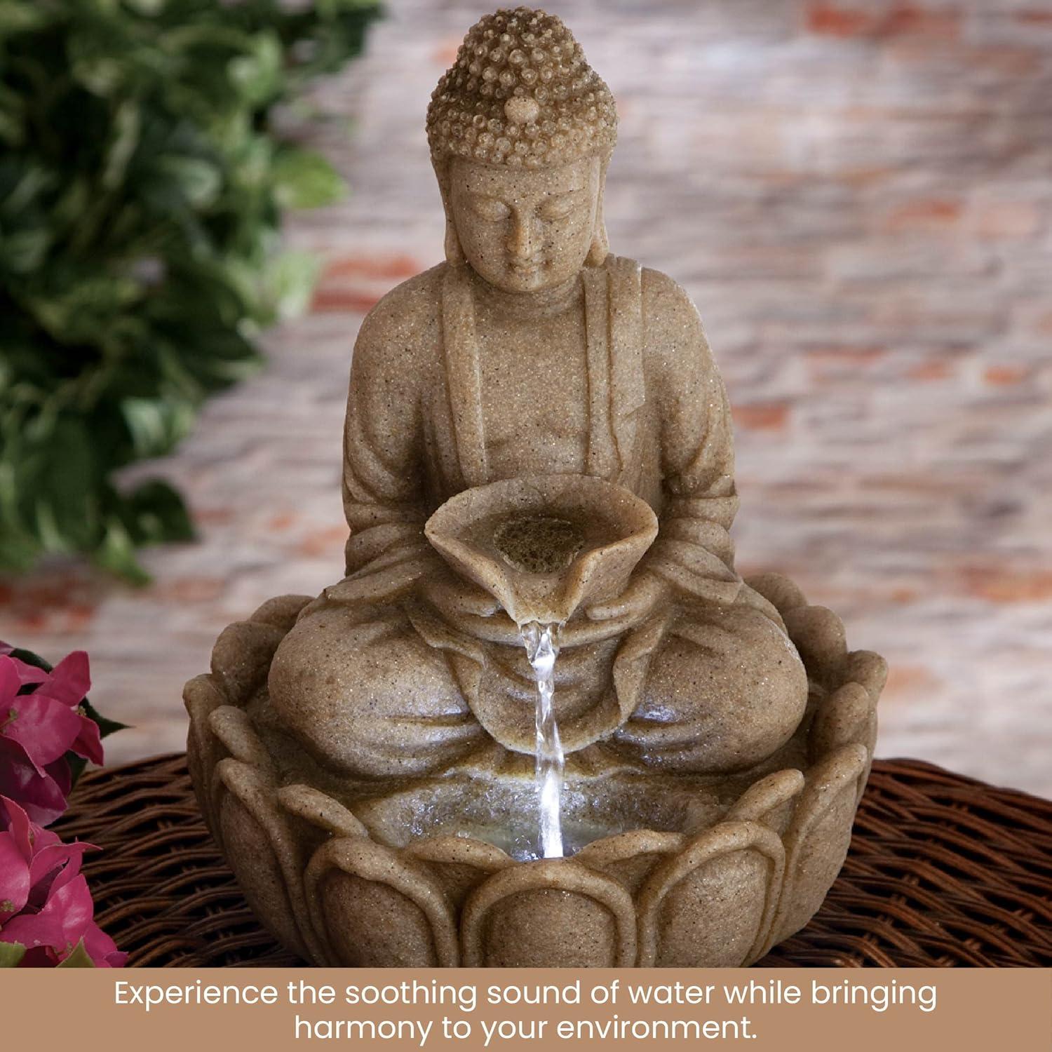 Bits And Pieces 28 cm Indoor Serenity Buddha Tabletop Water Fountain