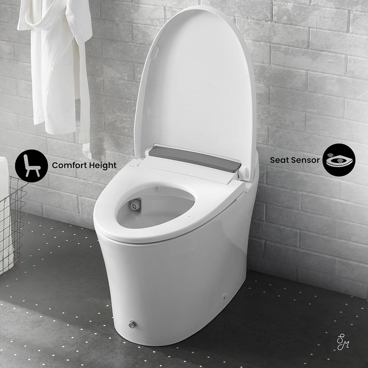 Hugo Smart Tankless Elongated Toilet, Touchless VortexÂ Dual-Flush 1.1/1.6 gpf